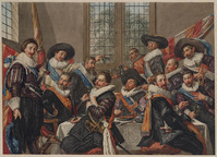 W 043
<br/>
De maaltijd van officieren van de Cluveniersdoelen te Haarlem
<br/>
<em>Hendriks, Wybrand (1744-1831)</em>